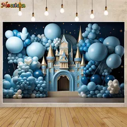 Mocsicka Blue Castle Child Birthday Backdrop Balloon Baby First Cake Smash Photography Props 1st Birthday Party Decor Background