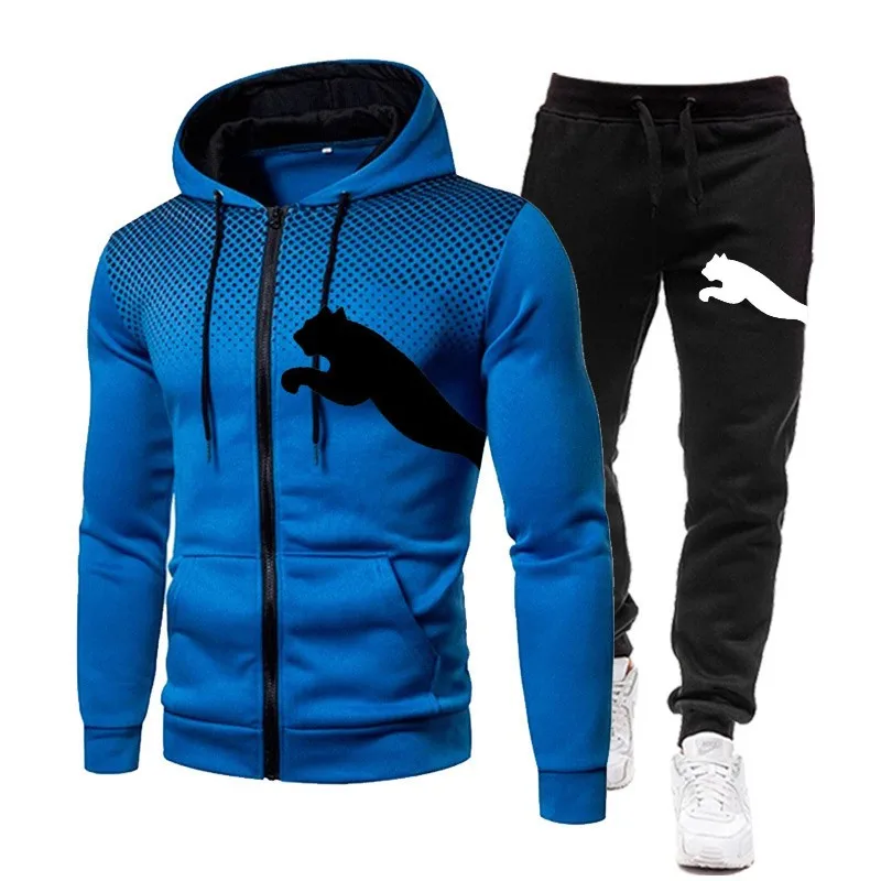 Kurtka męska modne dresy luksusowa zimowa designerska bluza + spodnie ciepłe dresy sportowe Jogging Streetwear stroje zestawy