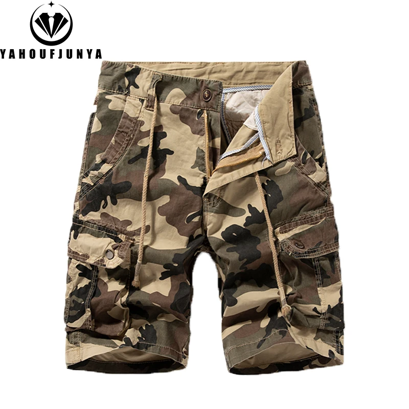 New Men Summer Outdoor Camouflage Cargo Straight Shorts Men Loose Casual Fashion Joggers Cotton High-Quality Design Short Male