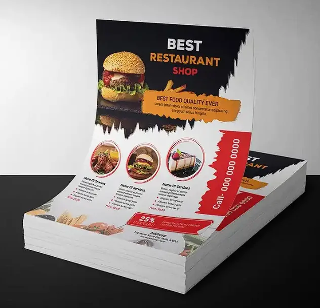 100/200pcs Custom Paper Printing Service A5 A6 Restaurant Takeaway Food Menu Flyers