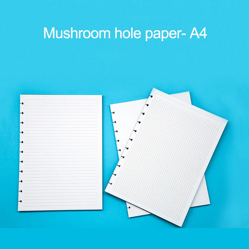 Fromthenon A4 Mushroom Holes Planner Refill Disc Ring Notebook Filler Paper Blank Grid Line Disc-bound System Diary Accessories