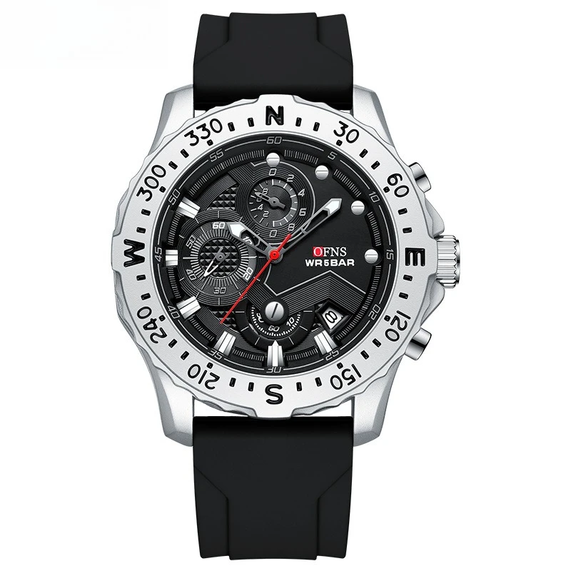 

Fashion Ofns Top Brand Trendy Men's Electronic Quartz Watch, Cool Calendar Display Waterproof Wristwatch, Luminous Night Light