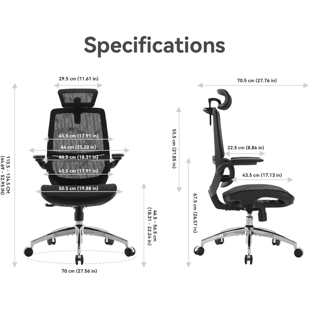 M59AS Ergonomic Office Chair, Desk Chair with 3D Flip-up Armrests, Computer Chair with Dual Back Design and Adaptive Dynam