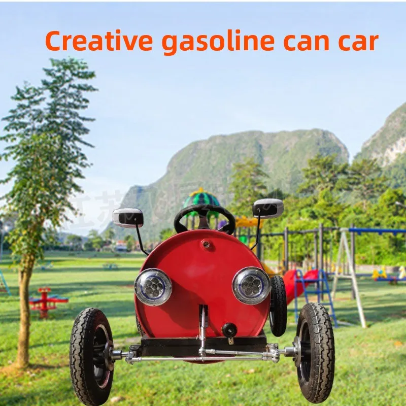 Production of electric four-wheel DIY creative barrel trolley, square stroller amusement car stall facilities
