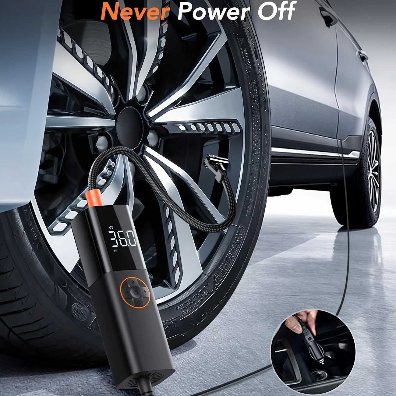 DC12V Corded Car Tire Inflator Car Air Pump Portable Air Pump LCD Display Air Compressor for Car Bike Motorcycle Tyre Balls