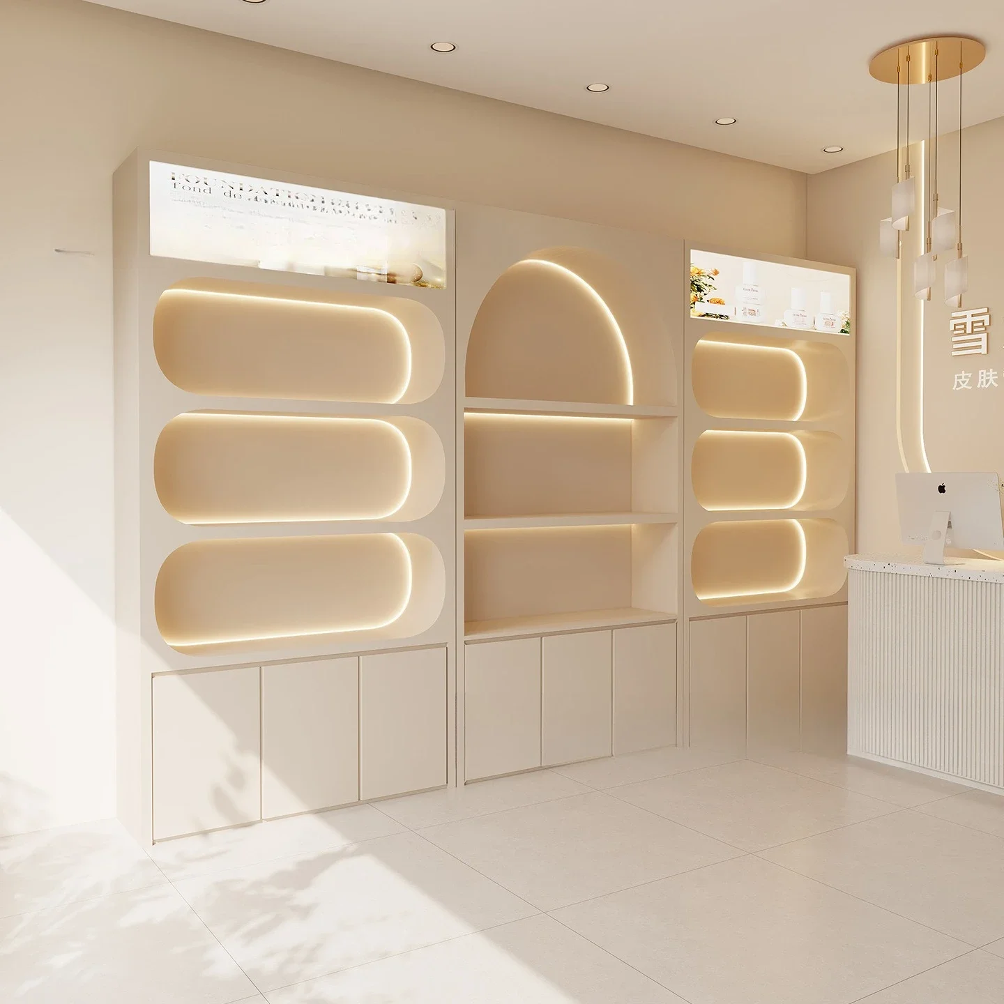 High-end atmospheric cosmetics display cabinet, skin care product display rack, new beauty salon cabinet, shelf, makeup shelf
