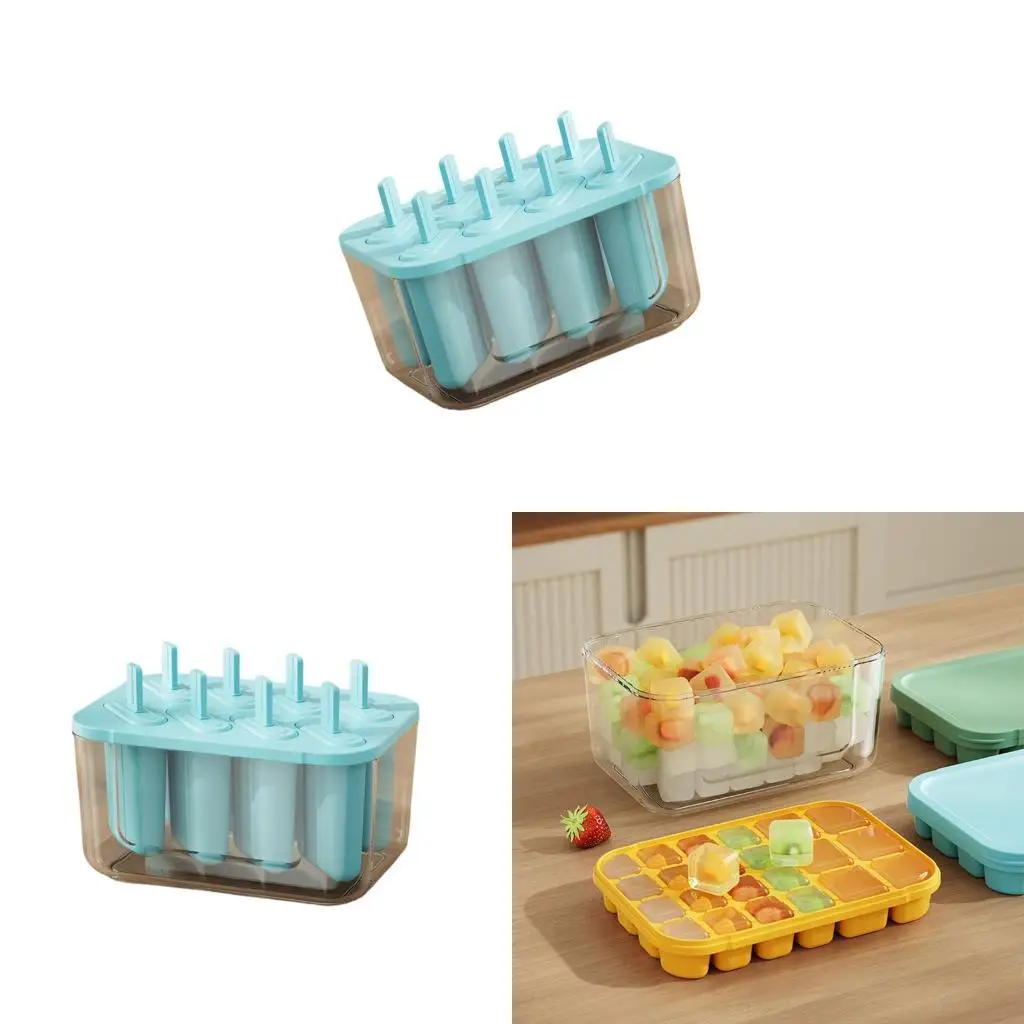 G92C 8 Compartments Popsicles Molds with Tight Sealing Lid for Homemades Ice Lolly