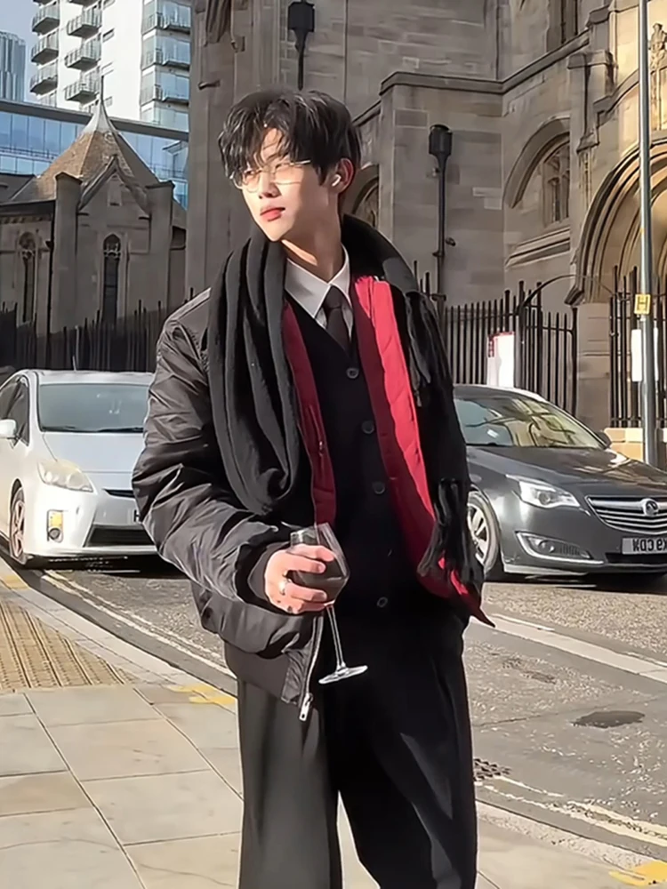 

Мужская утепленная зимняя куртка-бомбер AMBSOM из хлопка с наполнителем из полиэфирного волокна, молодежная, повседневная, водонепроницаемая