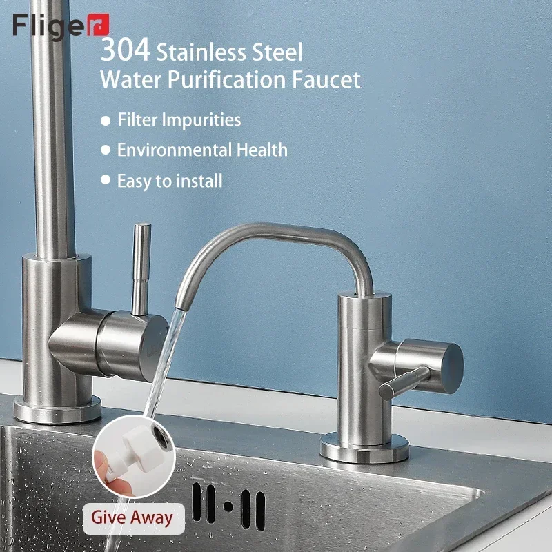 Fliger Direct Drinking Tap Stainless Steel Kitchen Faucet Water Purifier Faucet Kitchen Sink Tap Water Filter Faucet Torneira