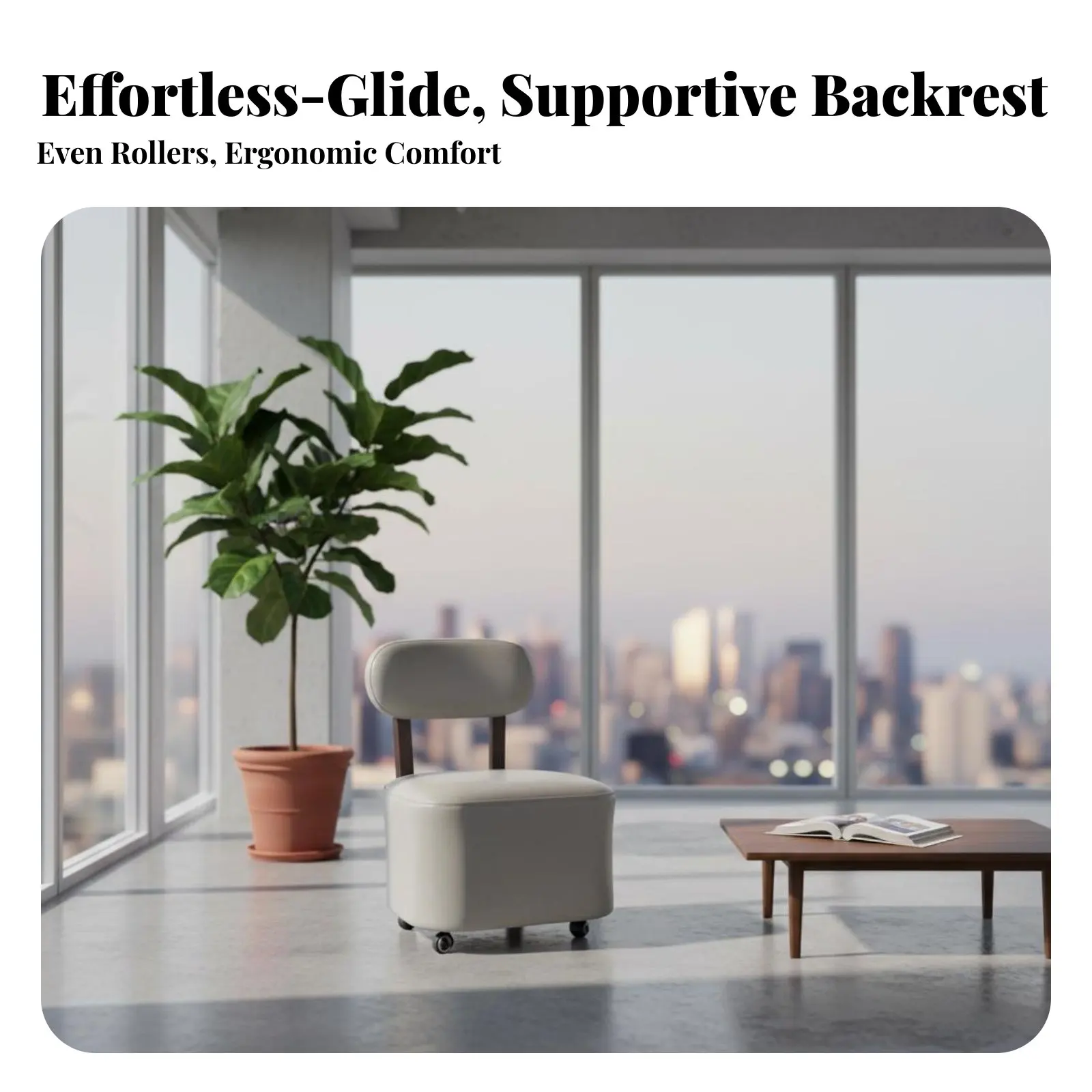 

Мягкое кресло на колесиках с подголовником, легко перемещаемое, низкопрофильный мягкий стул с подголовником, эргономичный дизайн