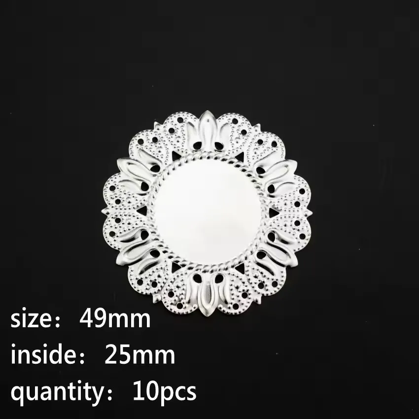 40Pcs Gold Plated Silver Plated Filigree Cabochon Setting Wraps Connectors Crafts Decoration DIY Embellishments 48x48mm J2860x2