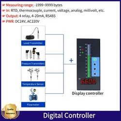 4-20mA RS485 Water Level Indicator 4 Relays AC220V DC24V RTD Pressure Pt100 Input Liquid Level Measurement Instrument Controller