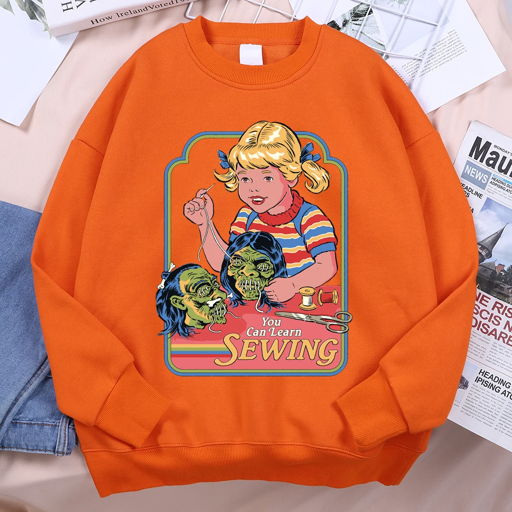 You Can Learn Sewing Comics Print Hoody Men Women Loose Casual Hoodie Personality Loose Sweatshirt Crewneck Pullover Hoodies