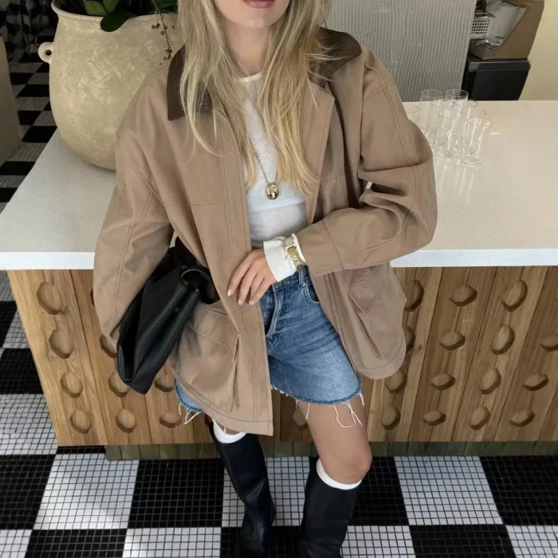 Women's Autumn Spring Top Coat Trench Coat Lapel Waist-length Medium Length Simple Casual Design Fashion Niche Versatile Skinny