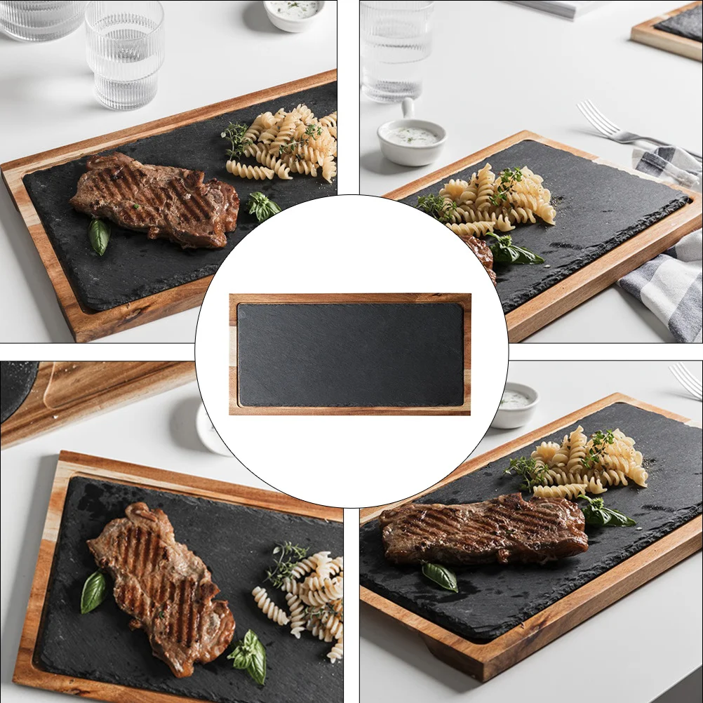 

1Pcs Solid Wood Snack Plate Natural Grain Black Multi-Purpose Tray for Japanese Western Cuisine Snacks
