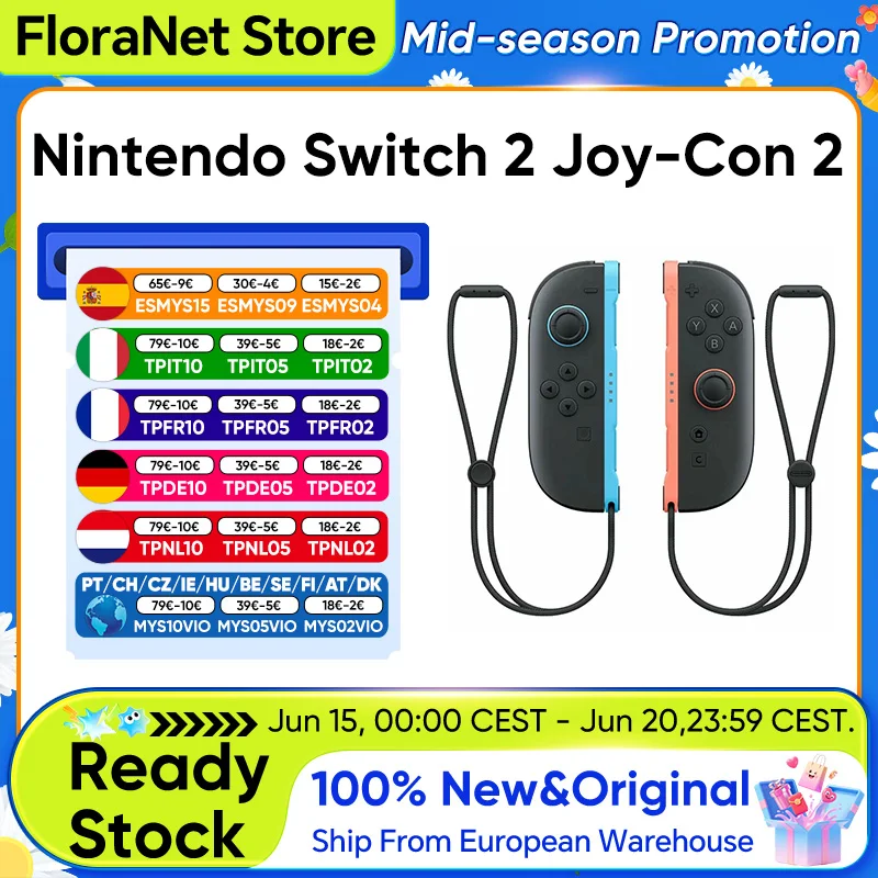 Nintendo Switch 2 Joy-Con 2 paar - Lichtblauw/Lichtrood Compatibel met Ns2 Hall Effect Joystick Magnetische Verbinding Muismodus