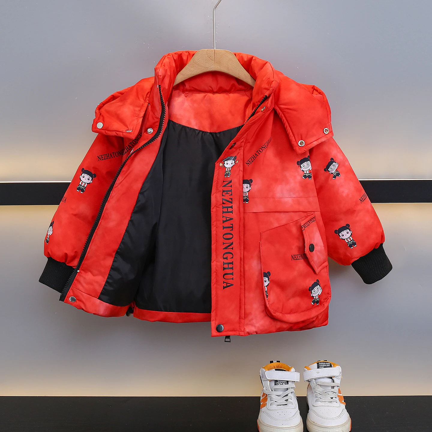 

Thiened White Du down Puffer Jaet for Boys Winter Faionable Children's Cotton Clothes Baby Internet Famous Cotton Out...