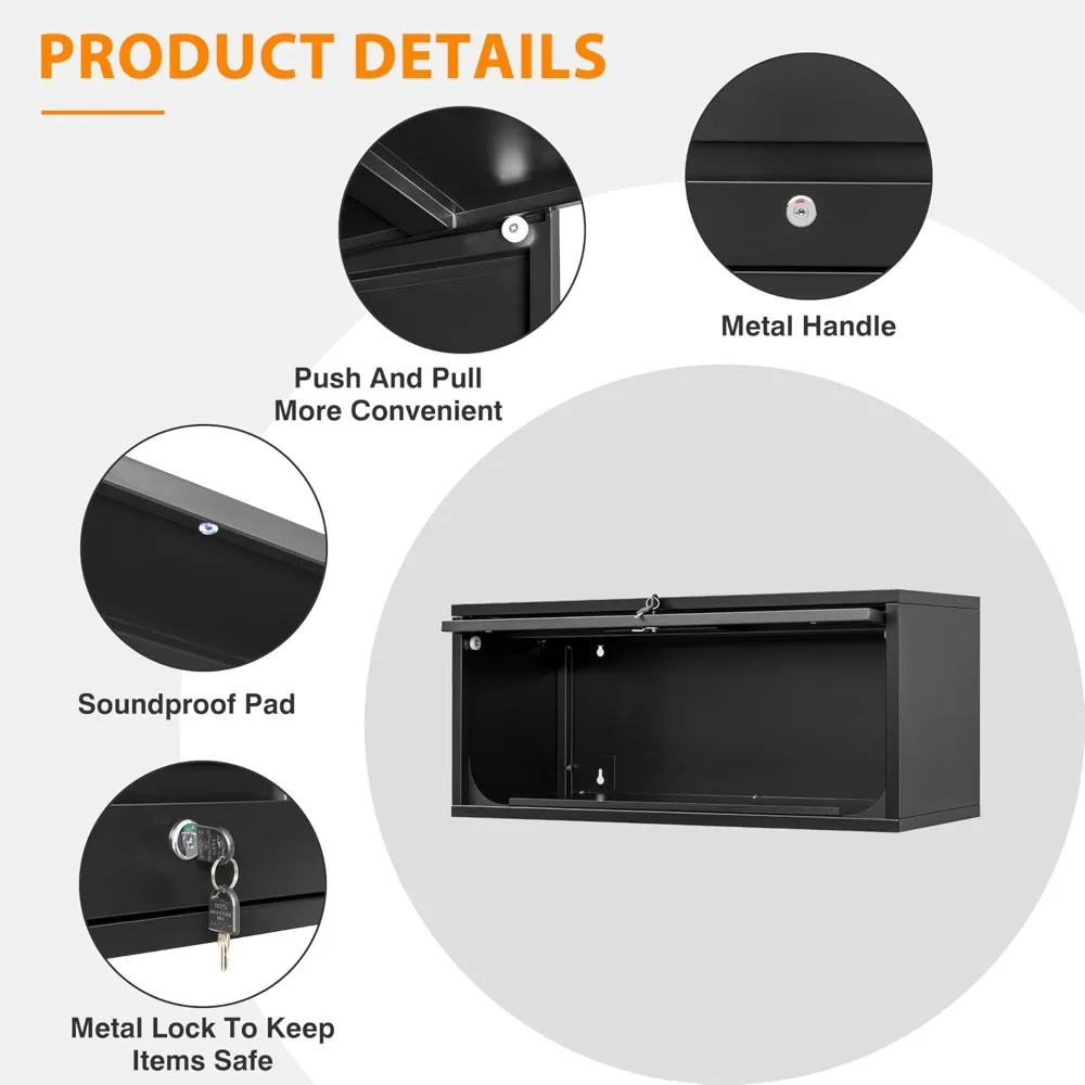 Lockable Flip-Up Door Metal Garage Wall Cabinet - 13.7 Tall Storage Cabinet for Secure Tool Organization