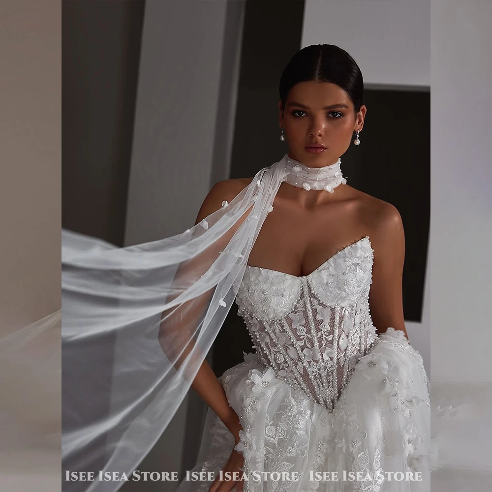 Vestidos de boda personalizados para mujer, vestidos de novia elegantes con estampado de encaje y escote en forma de corazón, vestidos de novia personalizados 2025
