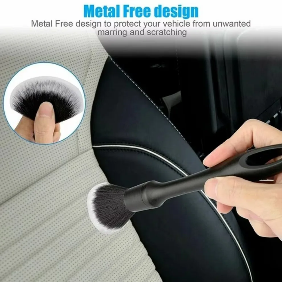 3pcs  Auto Car Boar Hair Detail Brush Wash Set Detailing Wheel Brushes Cleaning Kit