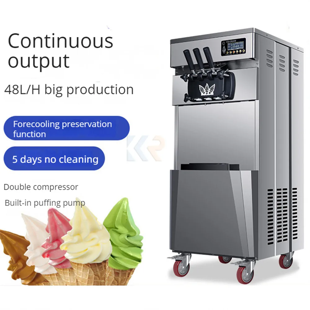 Máquina para hacer helados suaves verticales de acero inoxidable, 110V, 220V, tres sabores, comercial, máquina para hacer helados suaves