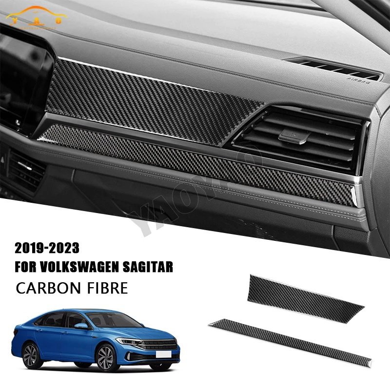 

Copilot Decorative Panel Strip Trim Interior Decal Accessories Carbon Fiber For Volkswagen VW Sagitar 2019—2023 car stickers LHD