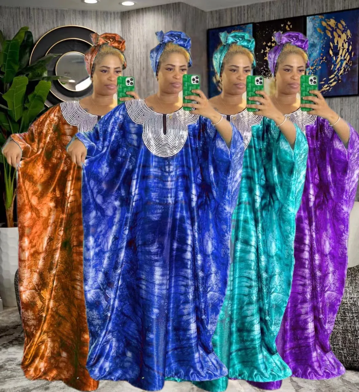 

Summer African Women Half Sleeve O-neck Sequined Long Dress Abaya Wedding Party Maxi Dress African Print Long Dresses for Women