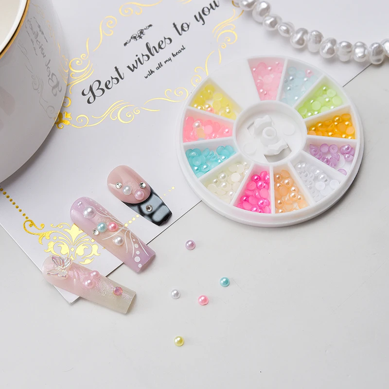 مختلط 12 لون 1.5 مللي متر ، 2 مللي متر ، 3 مللي متر حجر لامع ثلاثية الأبعاد مسمار الراين الخرز الصغير مانيكير لتقوم بها بنفسك مسمار الفن الديكور في عجلة الملحقات