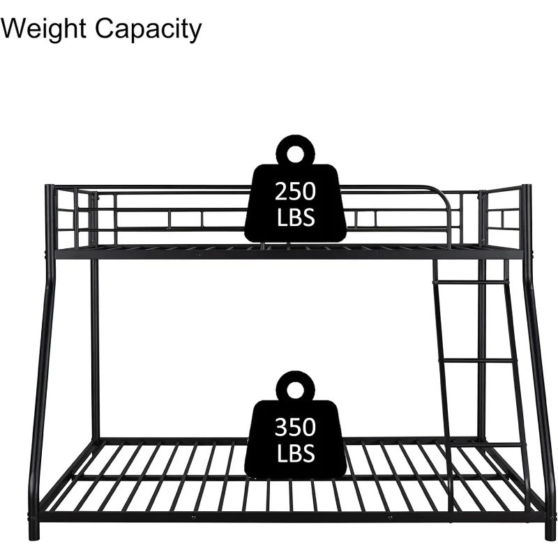 Twin Over Full Metal Bunk Beds, Low Profile Bunk Beds Heavy Duty Steel Bed Frame with Safety Rail and Ladder for Boys Girls