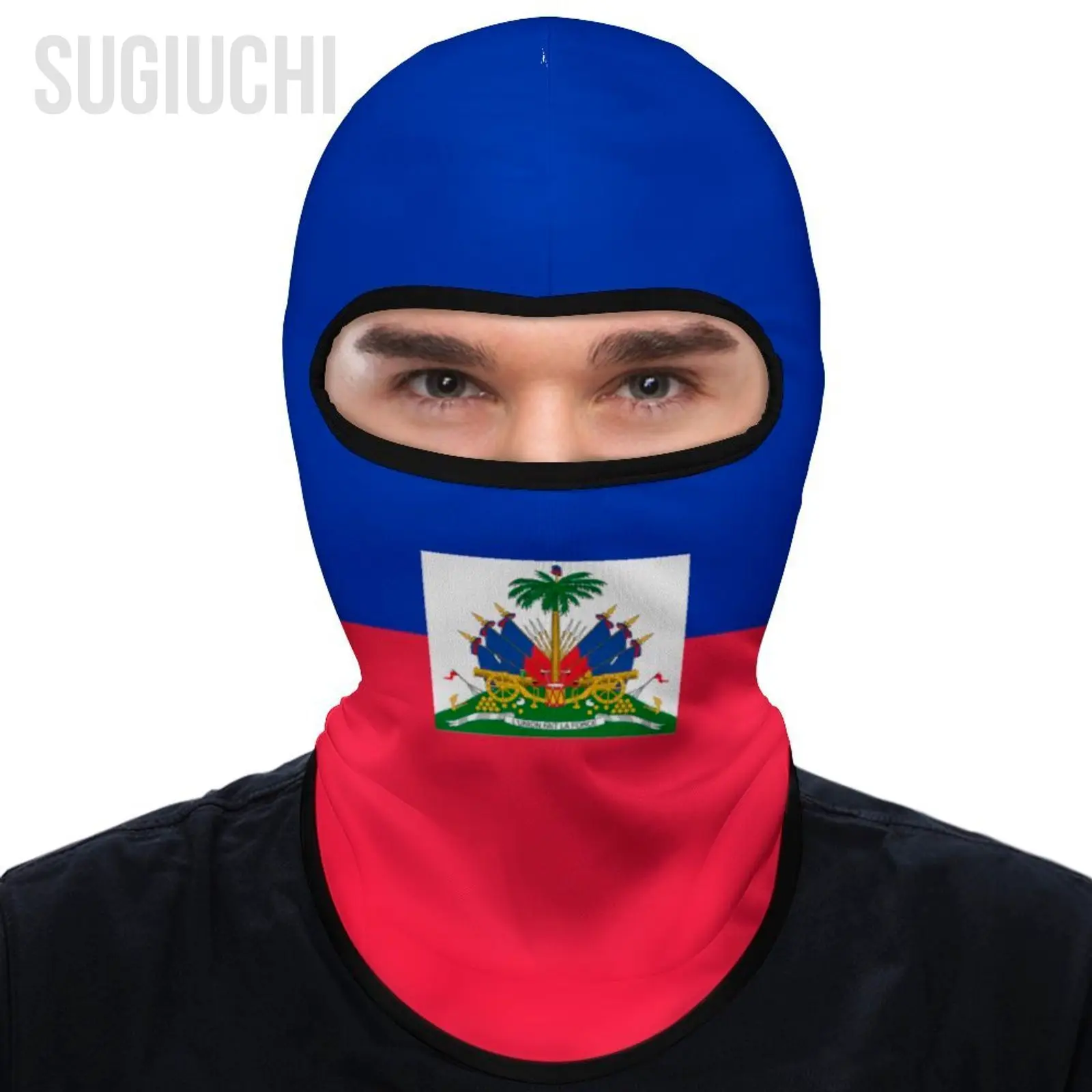 Haiti Flag Outdoor Cool Sunscreen Motorcycle Face Mask Moto Biker Wind Cap Mask Stopper Windproof Bicycle Cycling Headgear