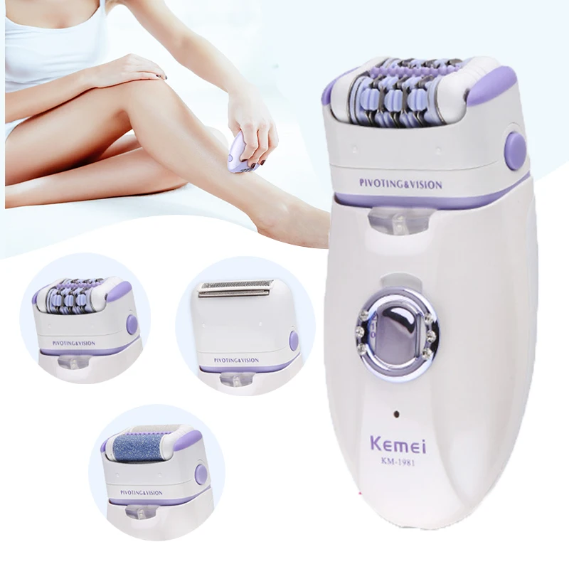 

3in1 electric epilator for women shaver leg body hair removal facial lady bikini trimmer epilator for face rechargeable
