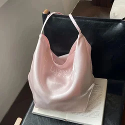 Korean New Fashion Satin Handbag Silk Tote Bags Women's Handbag Niche Design Shoulder Bag Fashion Leisure Commuter Bucket Bag