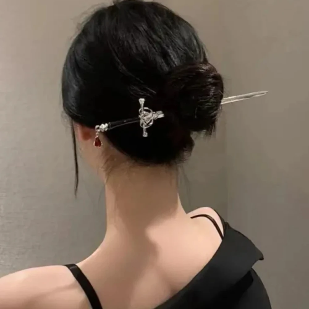 New Retro Sword Hairpin Hair Jewelry Chinese Simple Punk Metal Hair Sticks Women DIY Hairstyle Headwear Design Tools Accessories