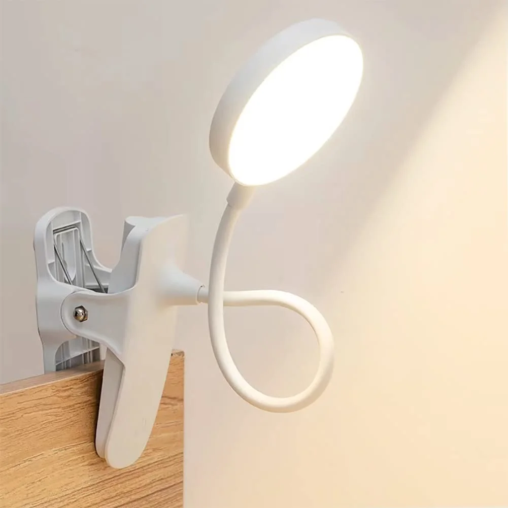 

LED Mini Desk Light 3 Color Dimming Portable Clip on Light Battery Operation and Plug mode for Reading Dorm Room Makeup Lighting
