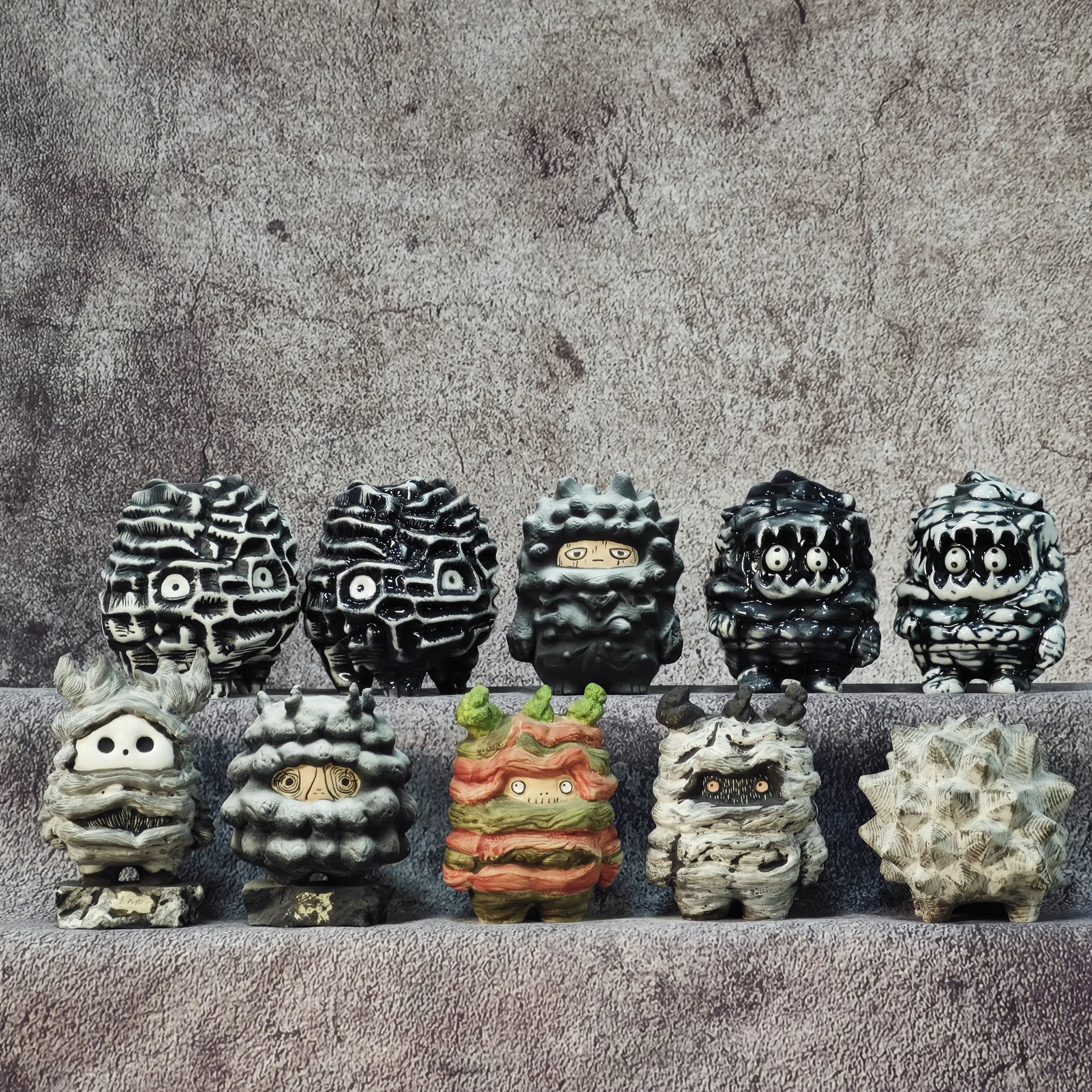 Plant Themed Decor Ornament, Dark Trendy Ceramic Doll, Mini Size For Desk & Grid Display, Creative Holiday Gift