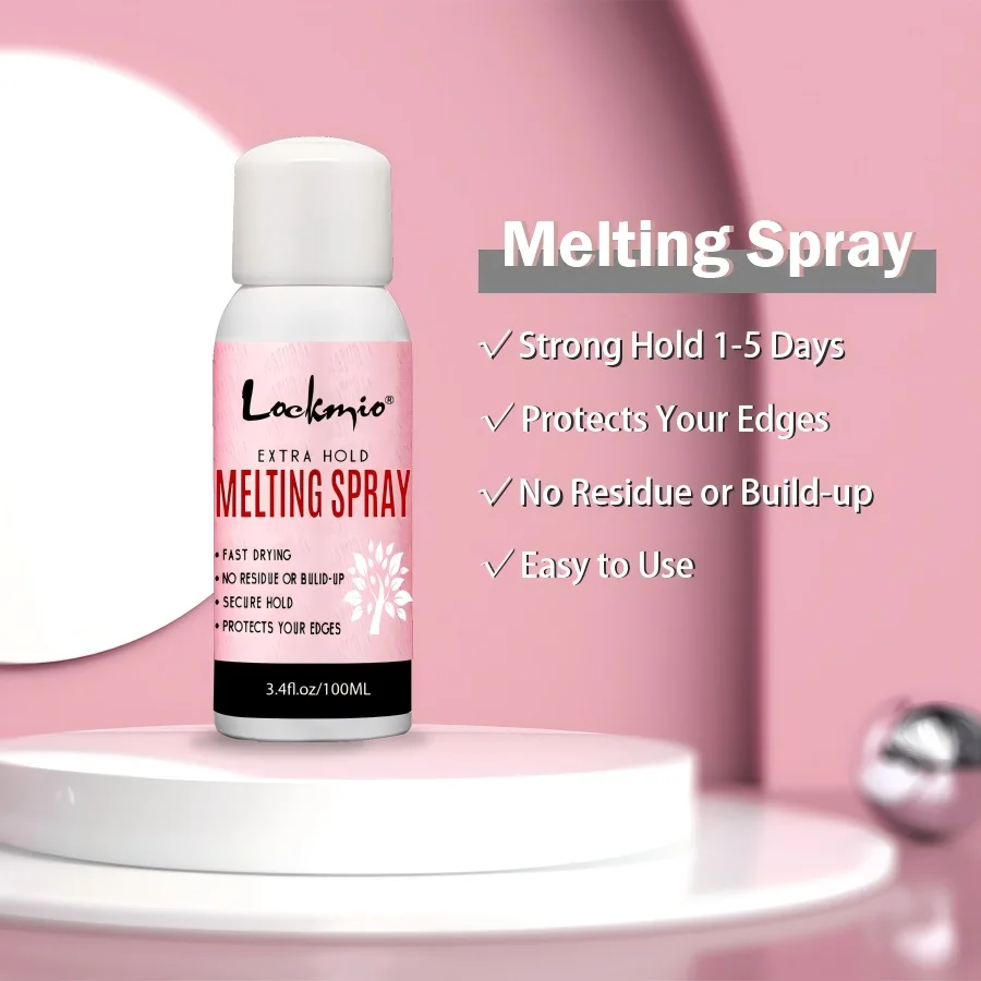 LOCKMIO Lace Melting Spray Invisible Strong Hold Adhesive Bond for Wigs Front Closure Fast Dry Waterproof Wigs Glue and Remover