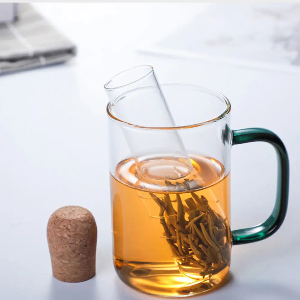 3Pcs Transparent Glass Tea Strainer Fine Loose Leaf Infuser Test Tube Style Home Office Kitchen Tea Steeper Insert