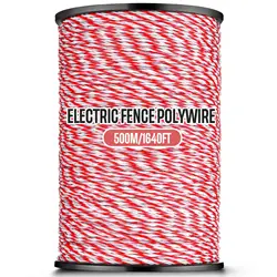 200/500M Roll Electric Fence Rope Polywire with Steel Poly Rope for Horse Animal Fencing Ultra Low Resistance Wire and Accessory