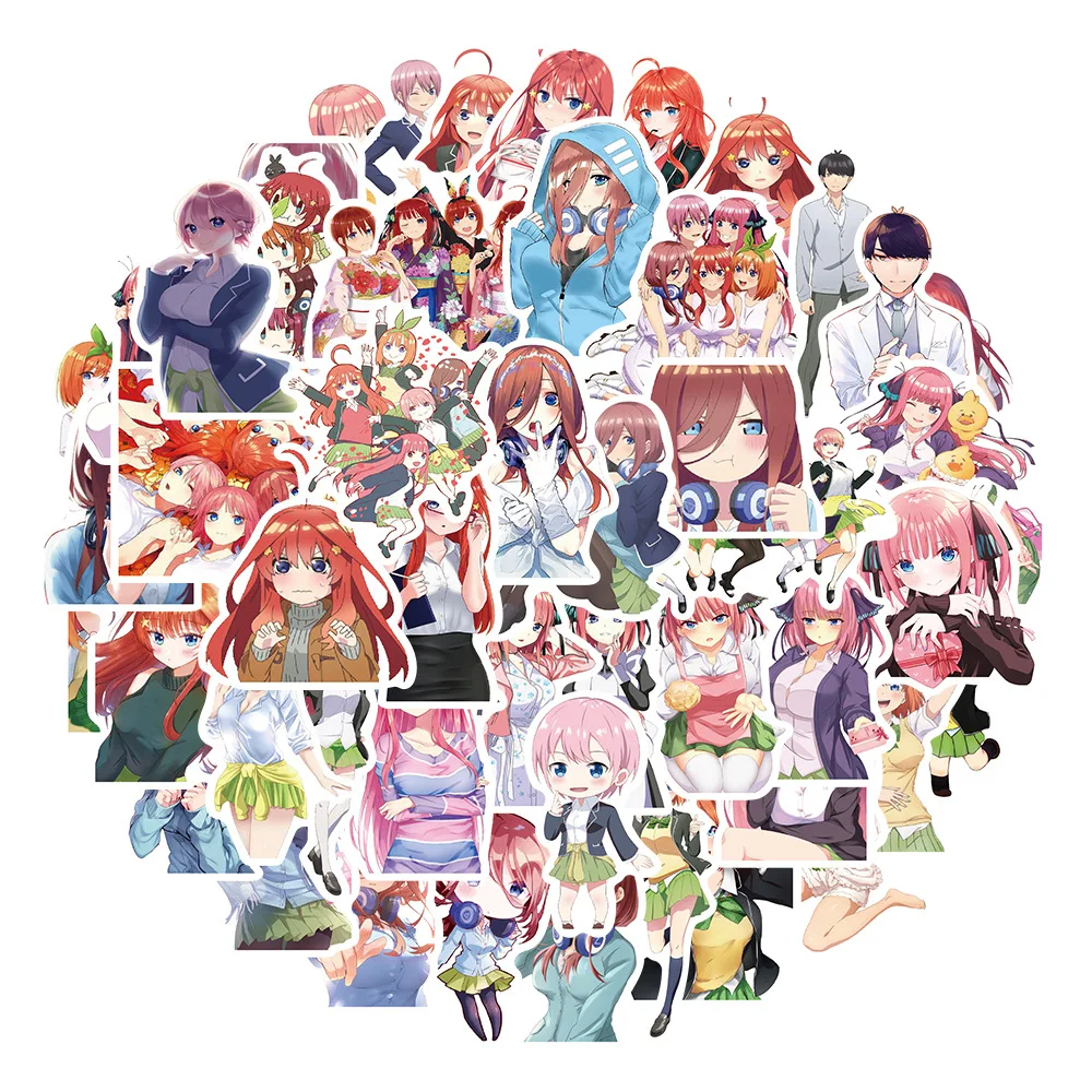 50pcs The Quintessential Quintuplets Cartoon Cute Sticker Luggage Scooter Computer Decorative Stickers