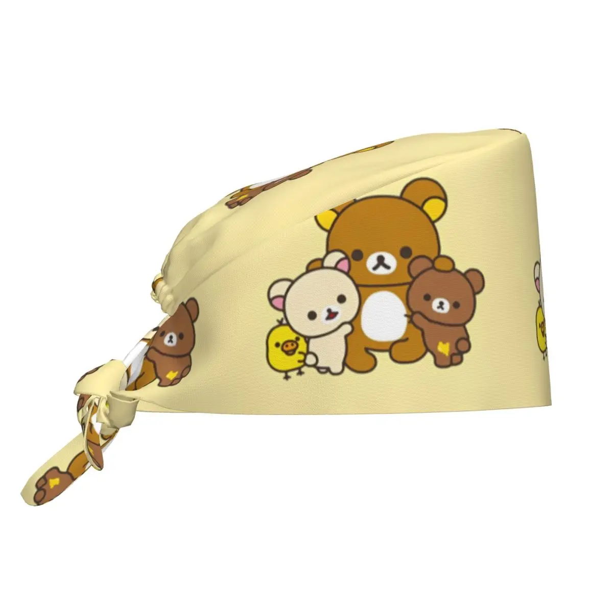 Nurse Hats Cartoon Rilakkuma Anime Girls Working Cap For Unisex Women Casual Holder Long Hair Scrub Caps Adjustable Medical Hat