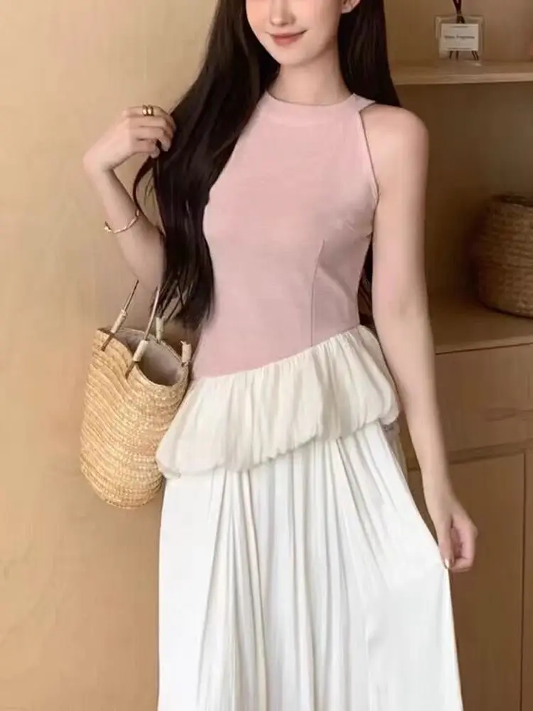 

Summer Blouse Irregular Contrasting Ruffle Camisole Top Sweet Spicy Girl Sleeveless Gentle Korean Fashion Clothes