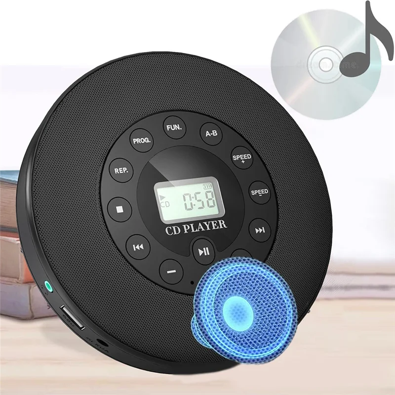 B92B-Anti Skip Portable CD Player With Built In Speaker MP3 Compatible For Car Recording Function Built In Mic