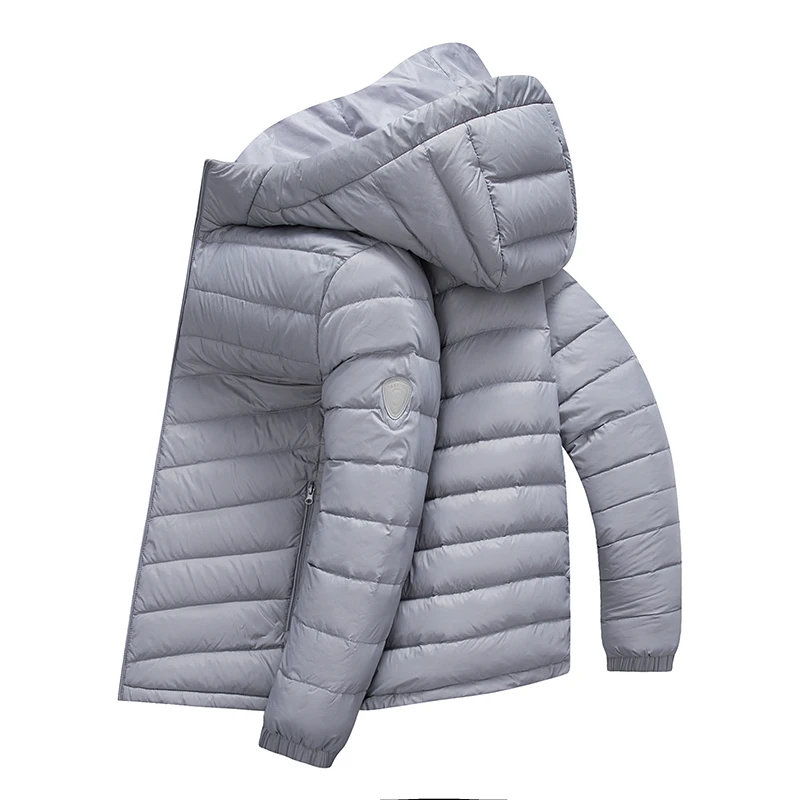 سترة خفيفة الوزن، معطف رجالي عصري قصير بغطاء للرأس من ريش البط كاجوال للخريف والشتاء رقيق وخفيف ودافئ ومقاوم للبرد
