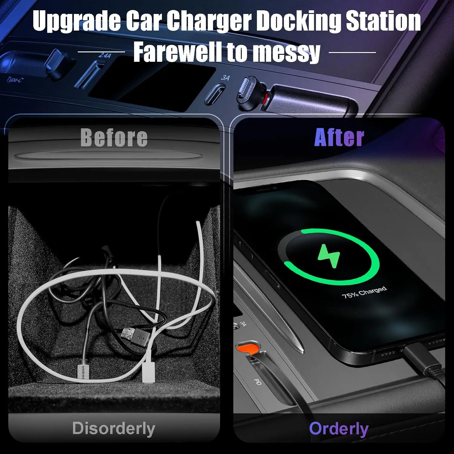 Para Tesla Model 3 Y 2023 27W cargador rápido USB Shunt Hub estación de acoplamiento inteligente adaptador de coche divisor alimentado extensión