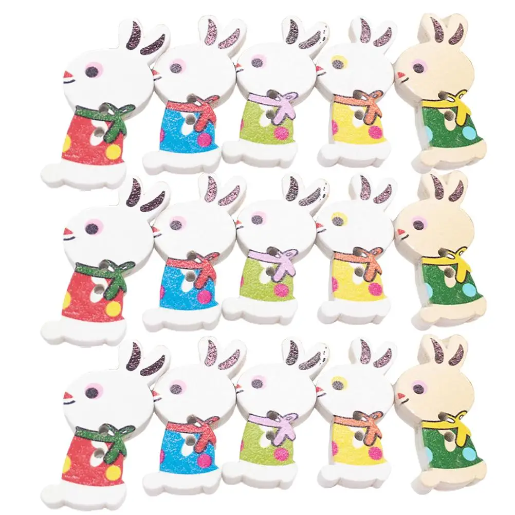 

100 Pcs Wooden Buttons Colorful Shaped Sewing Buckle Material Two Holes Decor Baby Clothes Jewelry Crafts