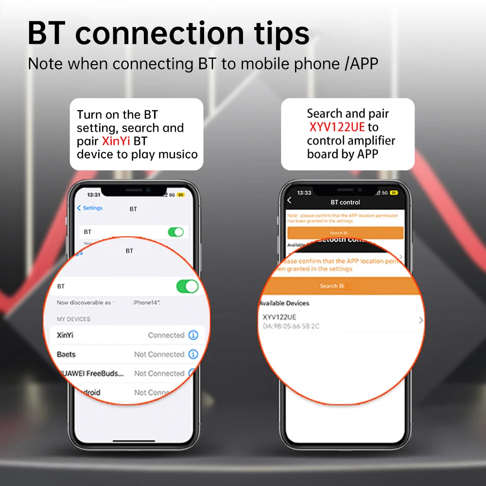 DC12-30V BT5.2 Digital Amplifier Board 2*100W Stereo TPA3221 Amplifier Chip BT/AUX/U Disk/USB Input