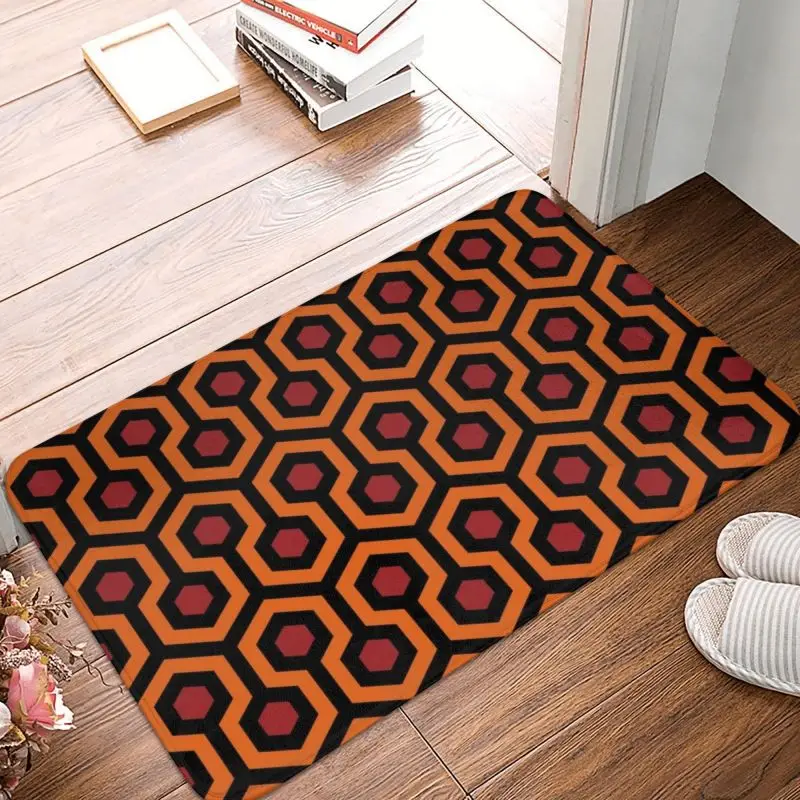 Orange Shining Looped Hexagons Overlook Hotel Carpet Front Door Floor Entrance Mat Geometric Kitchen Bathroom Doormat Rug