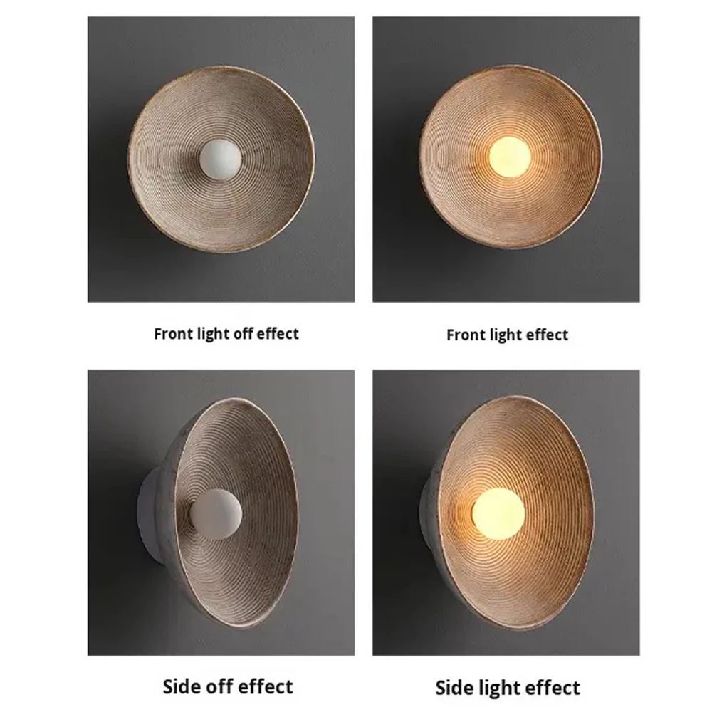 

20cm/27cm Indoor LED Wall Lamp Bedroom round Resin & Glass Light for Restaurant Bar & Indoor Bedroom Decor Creative Wall Light