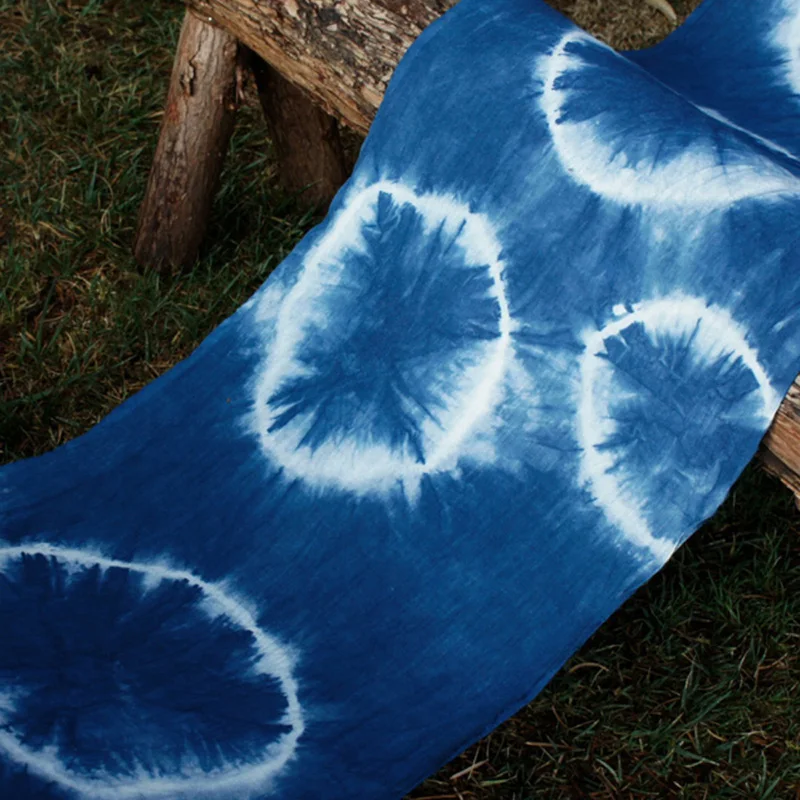 Cotton Handmade Tie-Dye Fabric Ethnic Style Blue Dyed Tea Ceremony Background Cloth Mantle Decoration DIY Partition Door Curtain