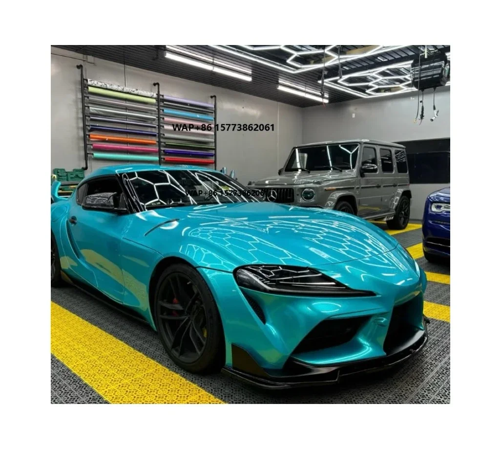 

Urtal Glossy Metal Lake Blue Vehicle Vinyl Wrap Custom Cars Wrapping Car Stickers with Free Air Bubble